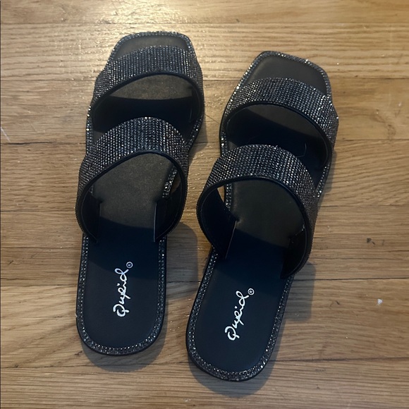 Black Rhinestone Sandals - Picture 3 of 5